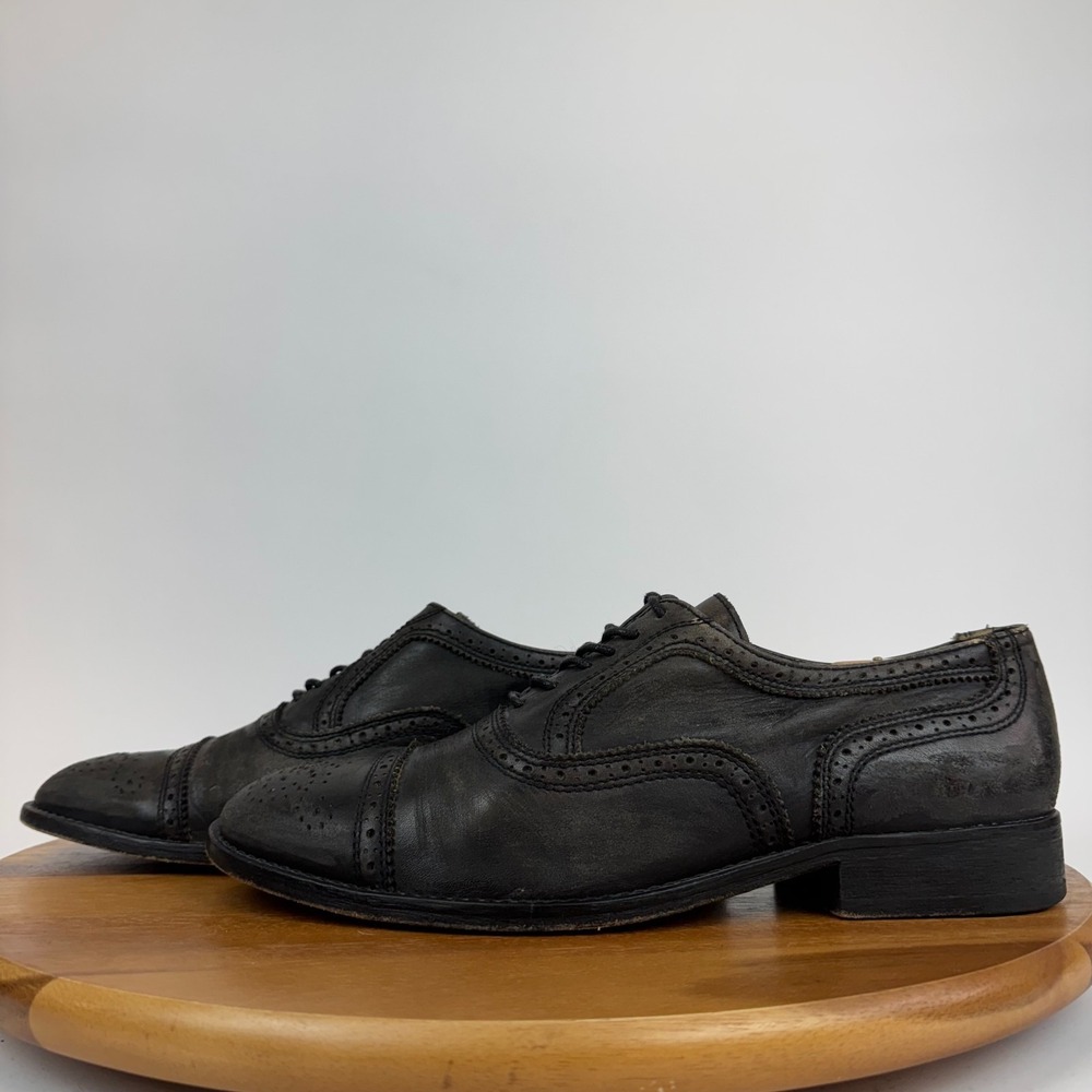 Mens Rogue Black Leather Brogue Cap‎ Toe Dress Shoes Oxfords Size 9.5 M GUC